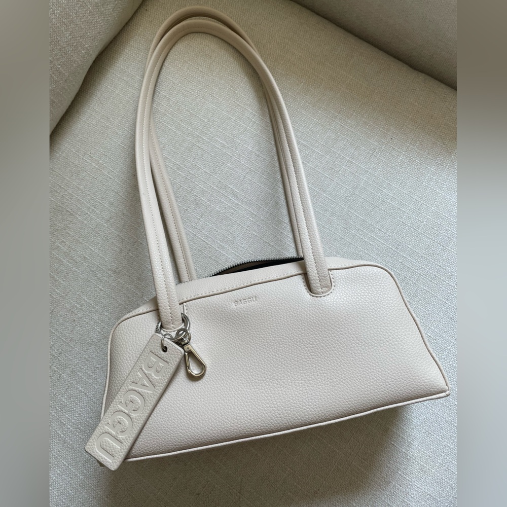 Baggu Small Recycled Leather Bowler Bag (Stone Color)